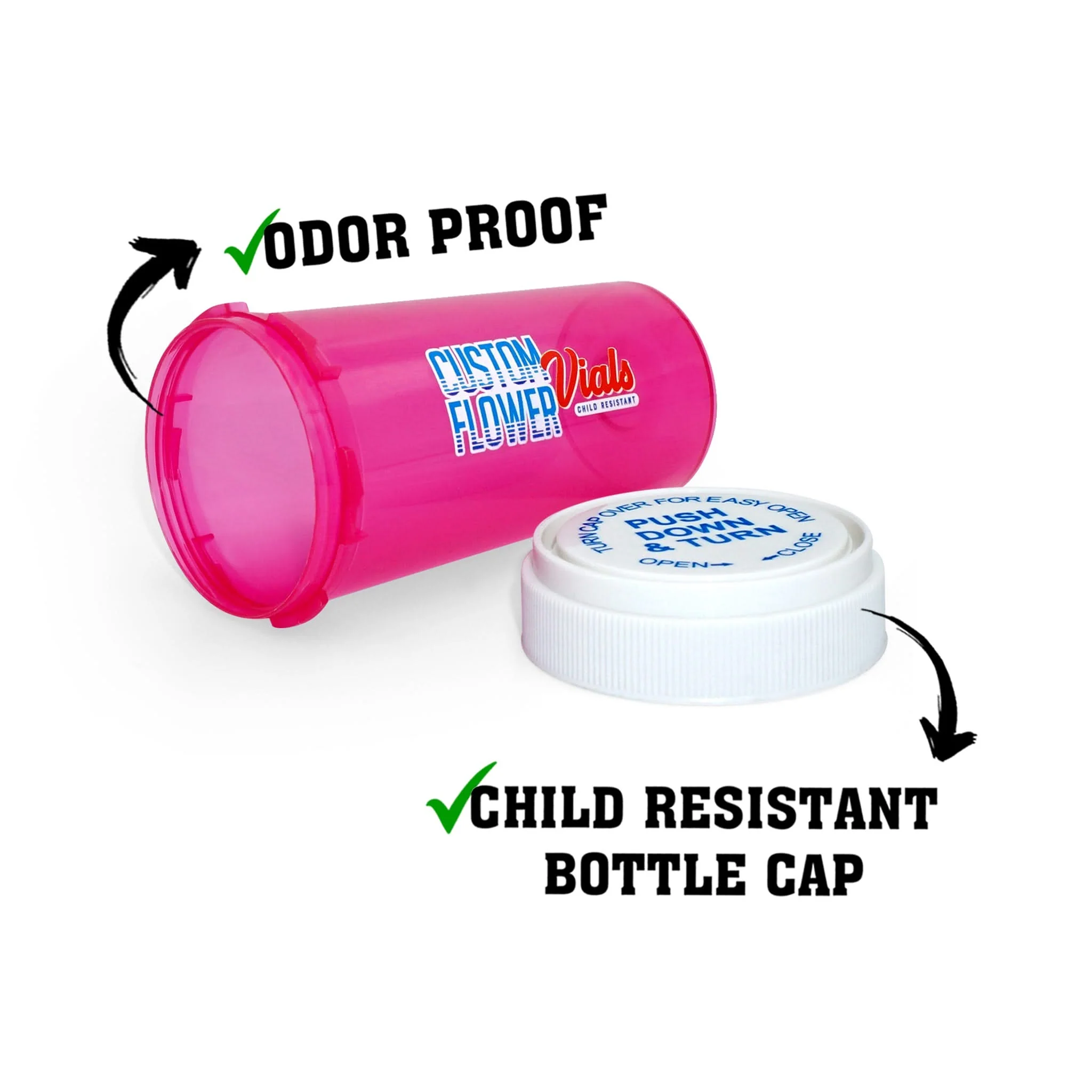 Custom Plastic Flower Vial With Child Resistant Cap - Image 2