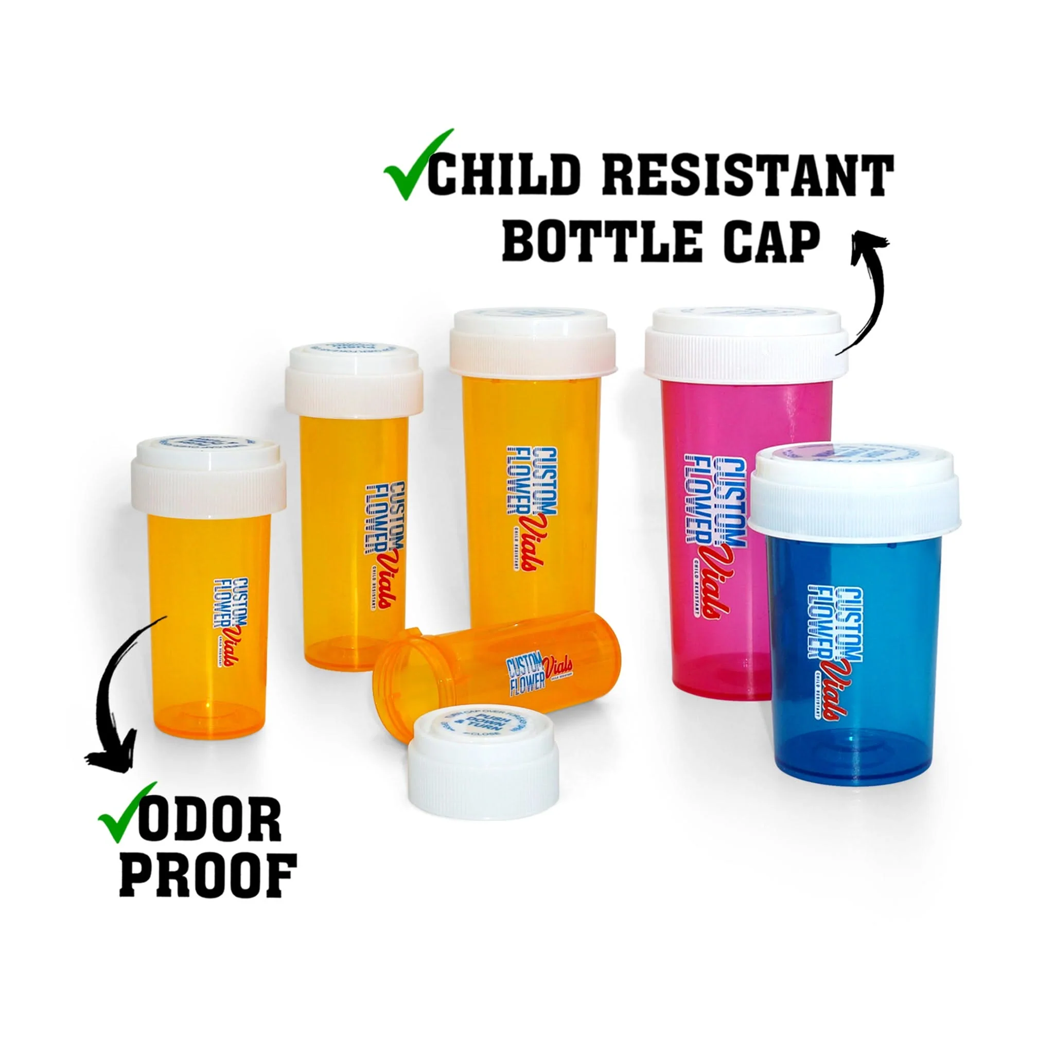 Custom Plastic Flower Vial With Child Resistant Cap - Image 3