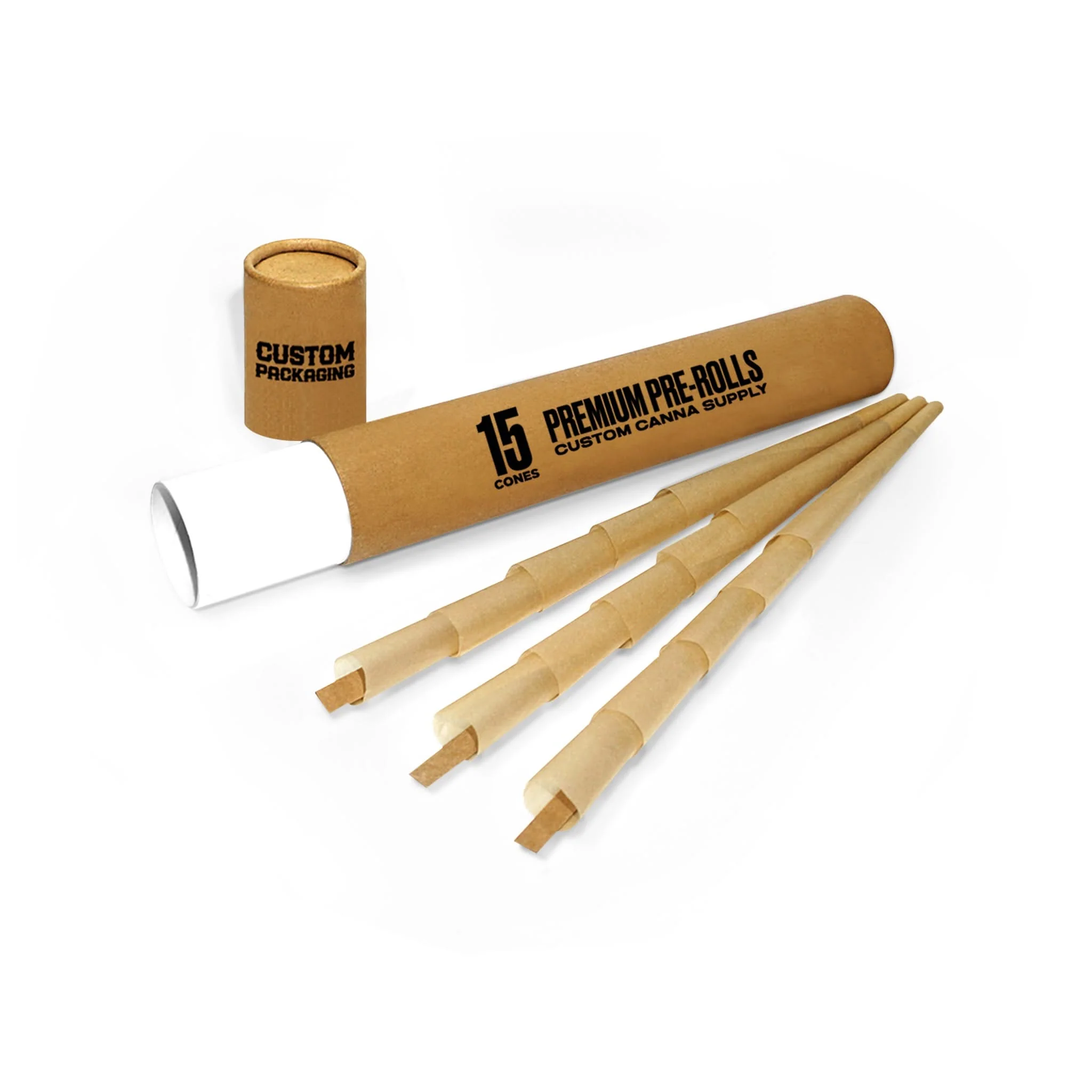 Custom Pre Rolled Cones in PHAT Kraft Tube Retail Packaging (15CT) - Image 2