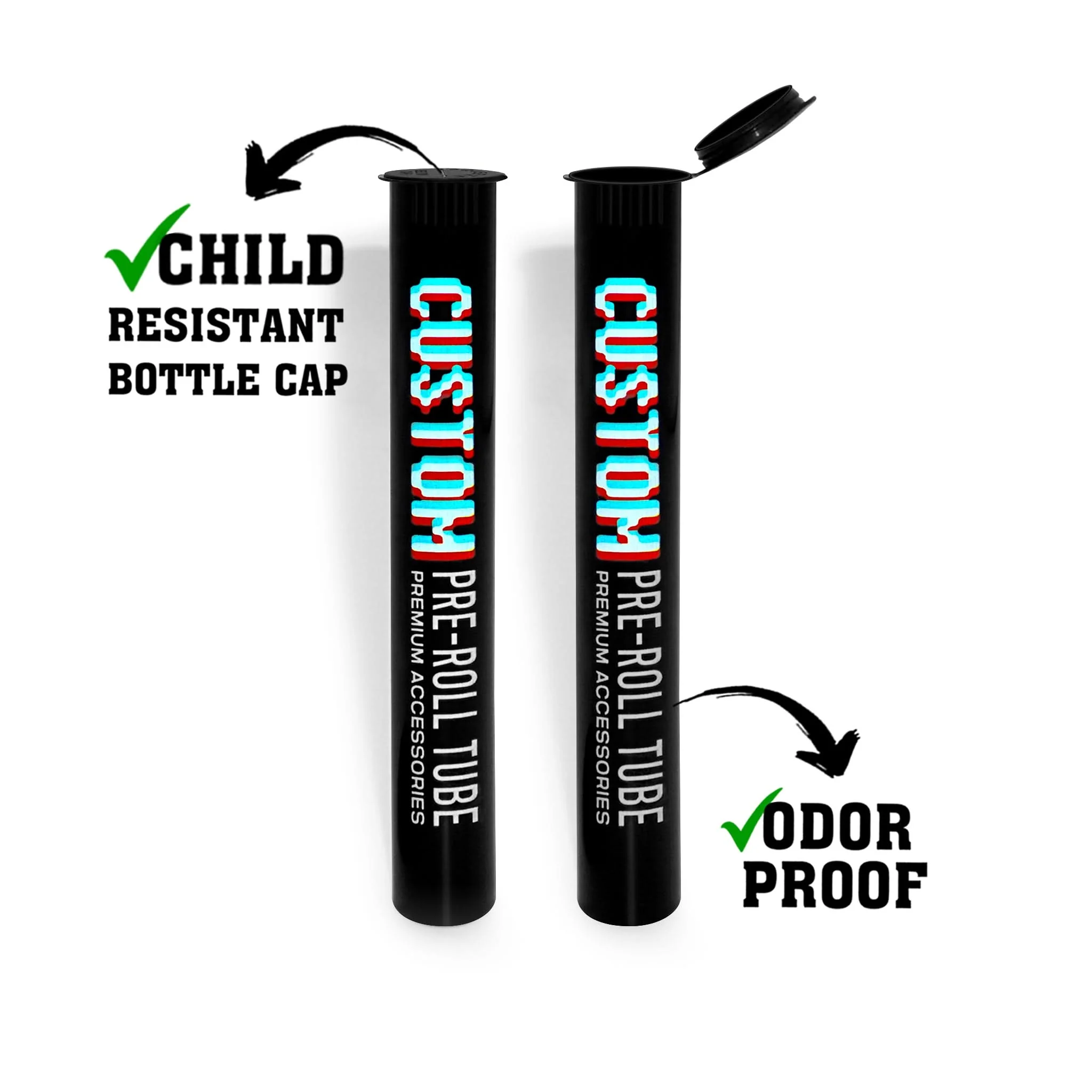 Custom Pre Rolled Plastic Tube With Child Resistant Cap - Image 2