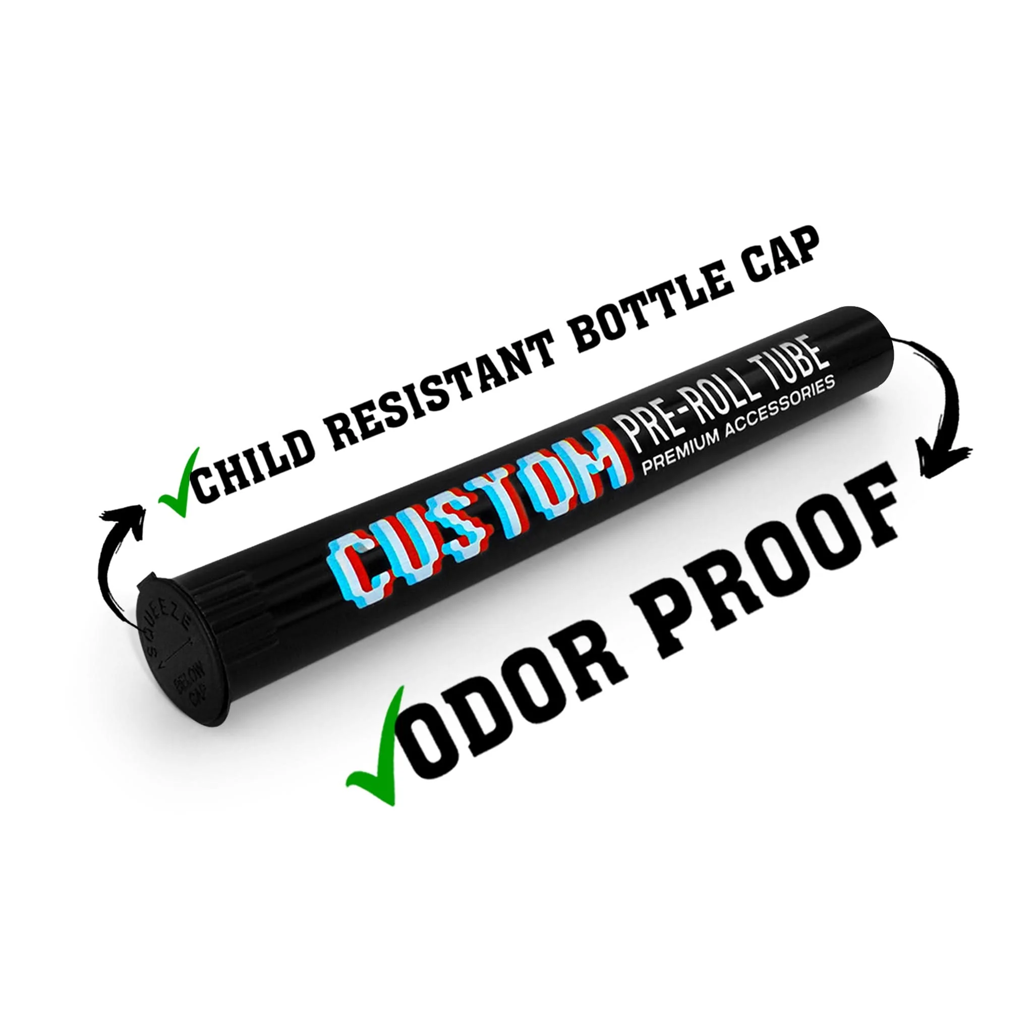 Custom Pre Rolled Plastic Tube With Child Resistant Cap - Image 3