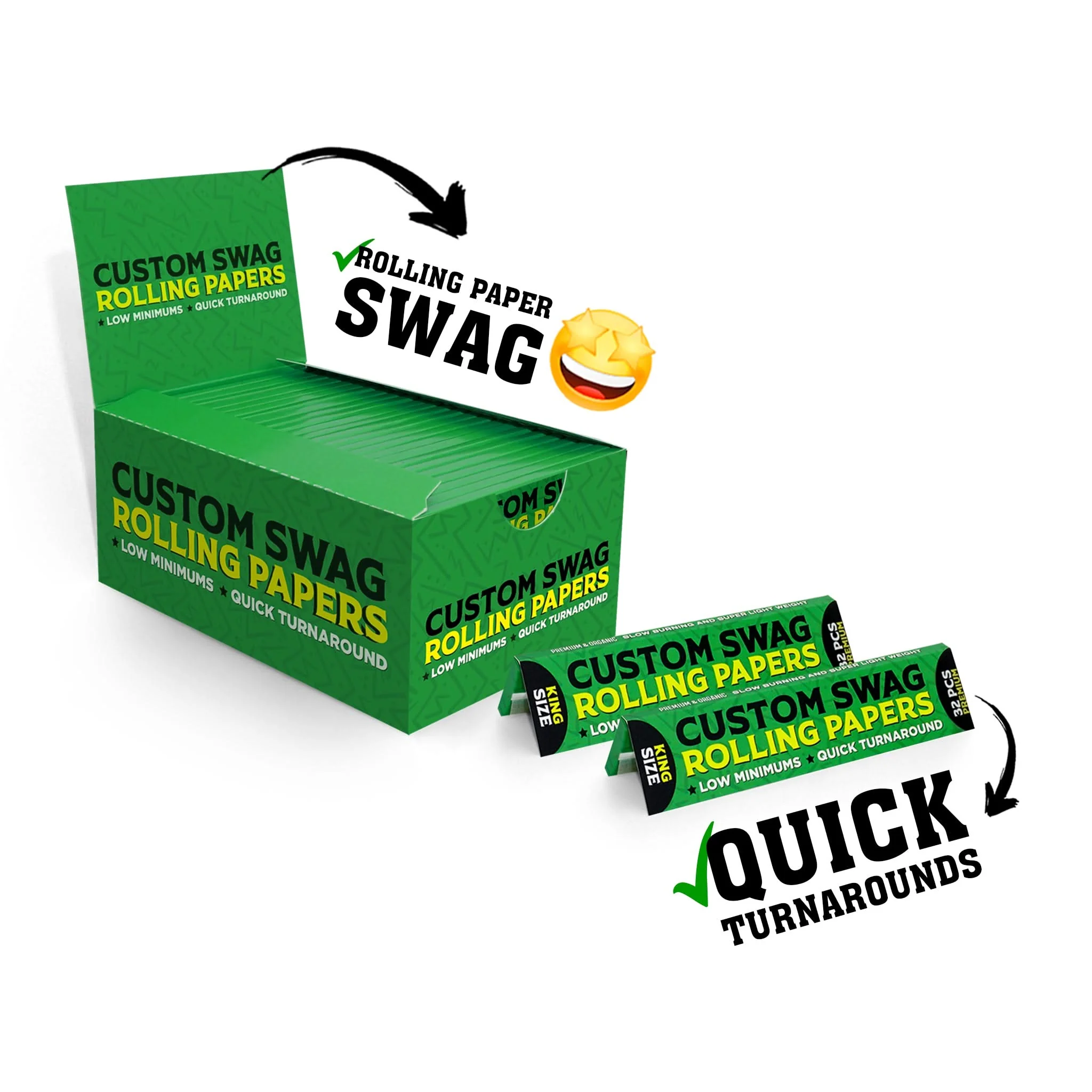 Low Minimum Custom Rolling Paper Booklets For SWAG!